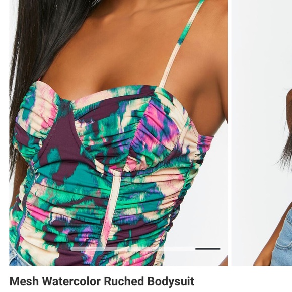 3 for $25💙Watercolor Ruched Bodysuit - Picture 3 of 8